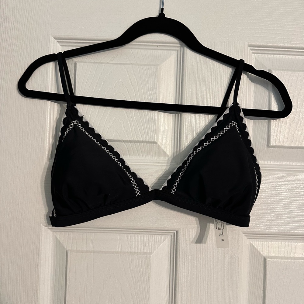 Black Lace Trim Bikini Top